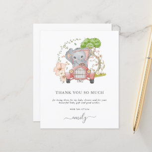 Papier Budget Elephant Baby shower voiture Merci
