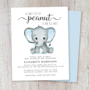 Papier Budget Elephant Blue Baby Boy Sprinkle Invitation