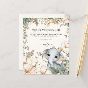 Papier Budget Elephant Floral Crème Baby shower Merci