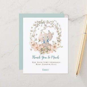 Papier Budget Elephant Foliage Garçon Baby shower Merci