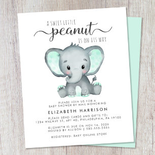 Papier Budget Elephant Mint Baby shower Par Invitation Co
