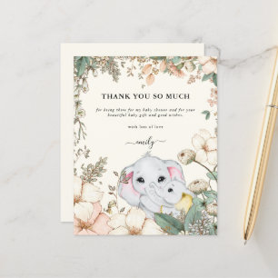 Papier Budget Elephants Crème Baby shower Merci