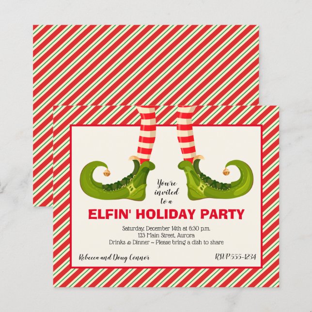 Papier Budget Elf Legs Noël Fête Invitations (Devant / Derrière)