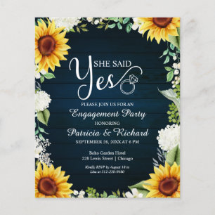 Papier Budget Elle A Dit Oui Engagement Partie Invitation