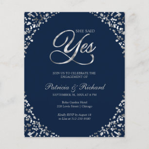 Papier Budget Elle A Dit Oui Engagement Partie Invitation