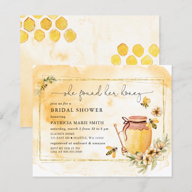 Papier Budget Elle A Trouvé Son Miel Fête des mariées D'A (Devant / Derrière)