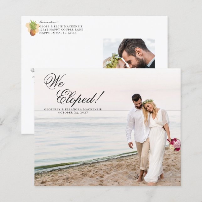 Papier Budget Elopement Tropical Ananas photo Mariage (Devant / Derrière)