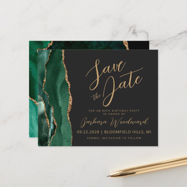 Papier Budget Emerald Agate 80e anniversaire Enregistrer  (Devant/Arrière en situation)