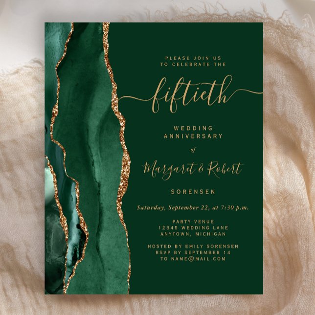Papier Budget Emerald Agate Gold 50th Anniversary Party (Créateur téléchargé)