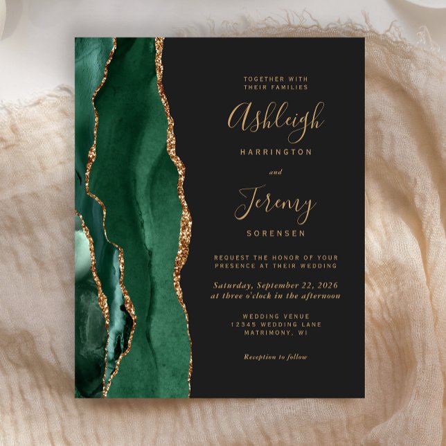 Papier Budget Emerald Green Agate Faire-part de mariage f (Créateur téléchargé)