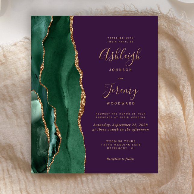 Papier Budget Emerald Green Agate Violet Mariage Invitati (Créateur téléchargé)