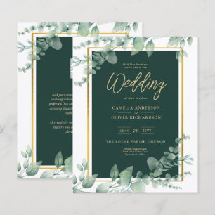 Papier Budget Emerald Green Botanical Gold Wedding Invita