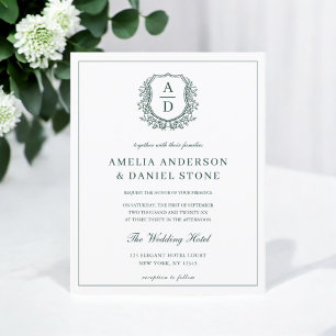 Papier Budget Emerald Green Crest Faire-part de mariage