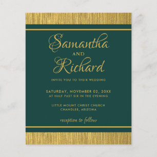 Papier Budget Emerald Green Et Gold Photo Wedding Invitat