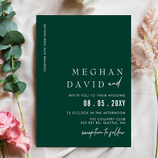Papier Budget Emerald Green Faire-part de mariage moderne