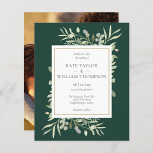 Papier Budget Emerald Green Foliage Mariage Photo Invitat
