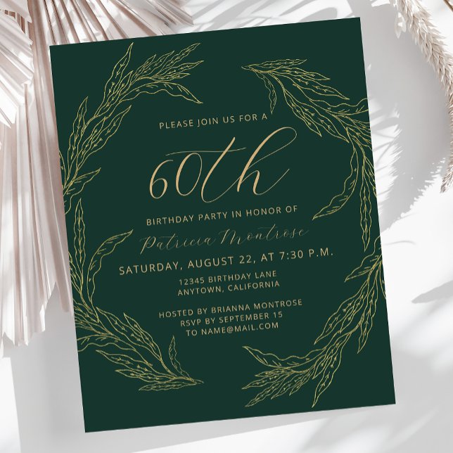 Papier Budget Emerald Green Gold 60e anniversaire Invitat (Créateur téléchargé)