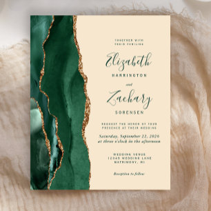 Papier Budget Emerald Green Gold Agate Champagne Mariage
