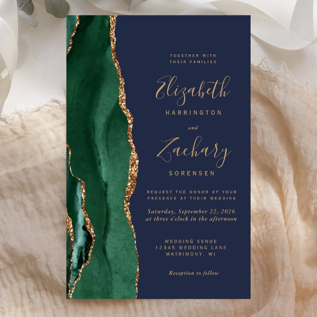 Papier Budget Emerald Green Gold Agate Marine Blue Mariag (Créateur téléchargé)
