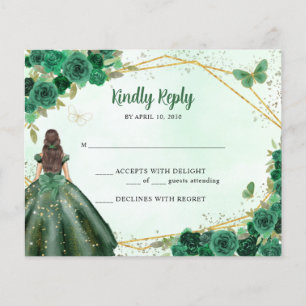 Papier Budget Emerald Green Gold Floral Princess RSVP