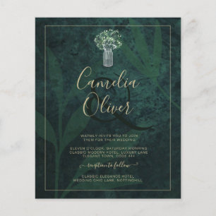 Papier Budget Emerald Green Gold Modern Wedding Invitatio