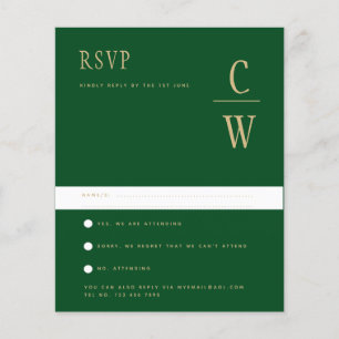 Papier BUDGET Emerald Green Gold Wedding RSVP