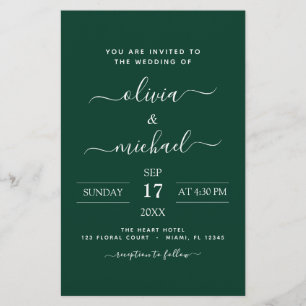Papier Budget Emerald Green Mariage Typographie moderne