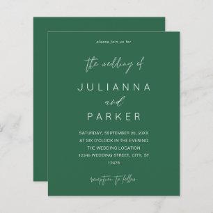 Papier Budget Emerald Green MOD Mariage de calligraphie