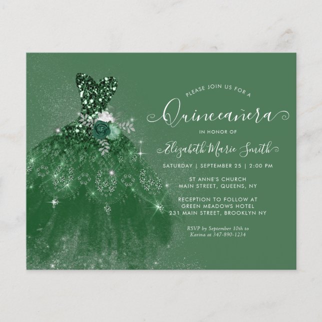Papier Budget Emerald Green Parties scintillant argent Qu (Devant)