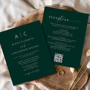 Papier Budget Emerald Green Tout en un Mariage QR Code