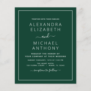 Papier Budget Emerald Mariage vert avec invitation photo