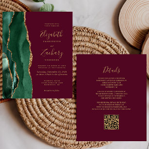 Papier Budget Émeraude Agate Bourgogne Code QR Mariage