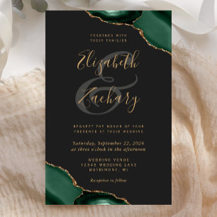 Papier Budget Emeraude Vert Agate Coins Sombre Mariage