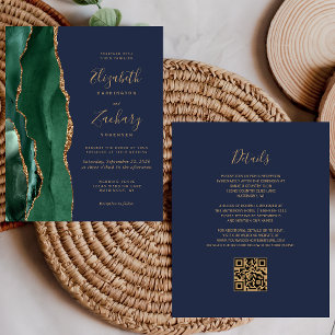 Papier Budget Émeraude Vert Agate Marine Code QR Mariage
