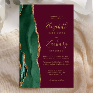 Papier Budget Émeraude Vert Or Agate Bourguignon Mariage