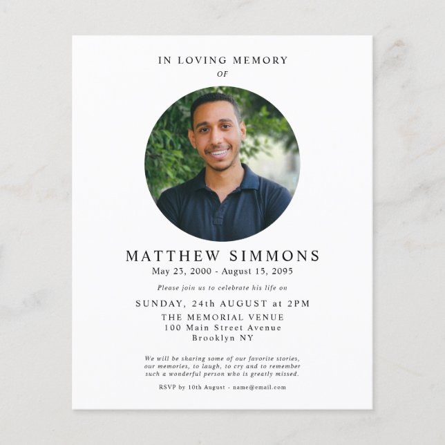 Papier Budget En Mémoire Amoureuse Photo Funérailles comm (Devant)