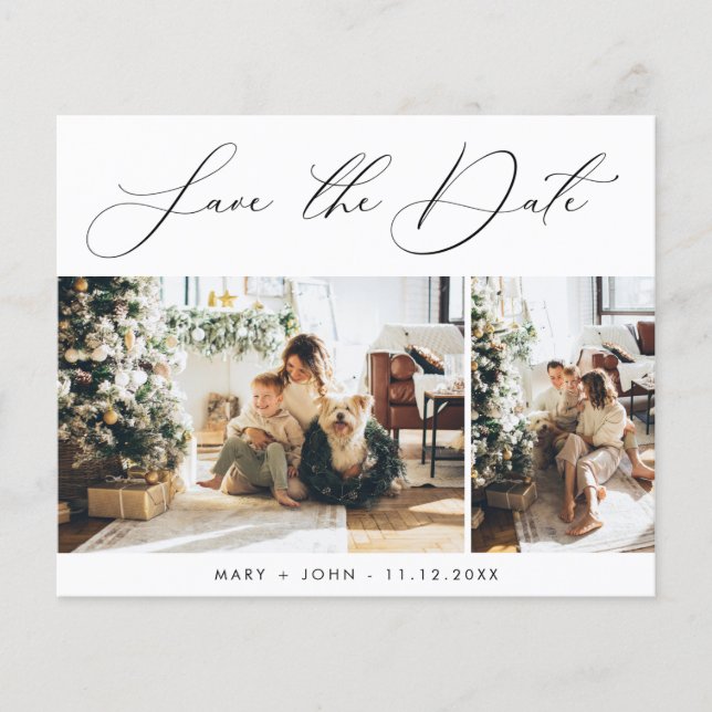 Papier Budget Enregistrer la date | Deux photos (Devant)