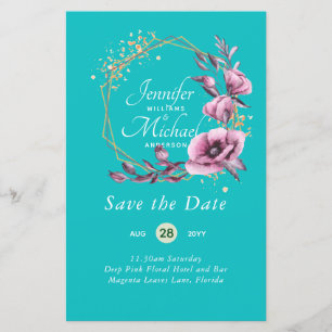 Papier BUDGET Enregistrer les dates Magenta Floral Wreath