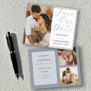 Papier Budget Enregistrez Notre Date Bleu Poussiéreux Pho