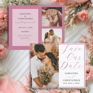 Papier Budget Enregistrez Notre Date Blush Rose Photo Mar