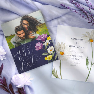 Papier Budget Enregistrez Notre Date Photo Fleur Sauvage