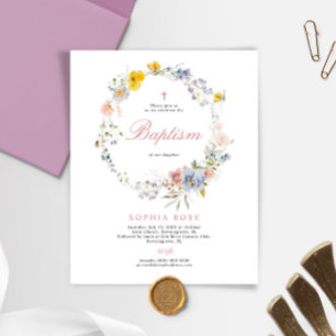 Papier Budget Été Boho Fleurs sauvages Baptême Invitation