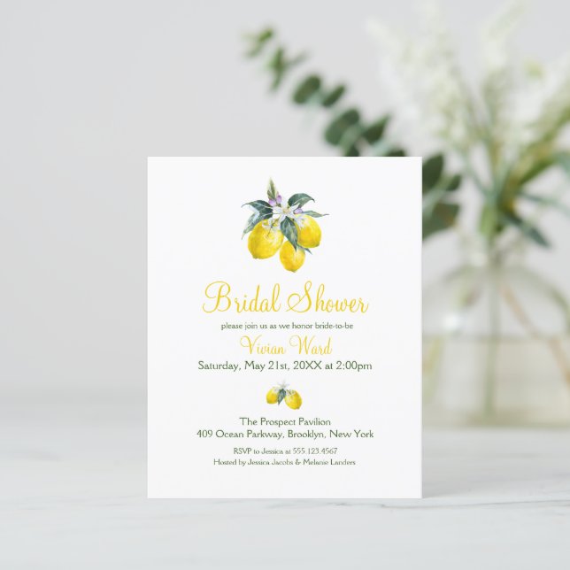 Papier Budget Été Citron nuptiale Invitations de douche (Debout devant)