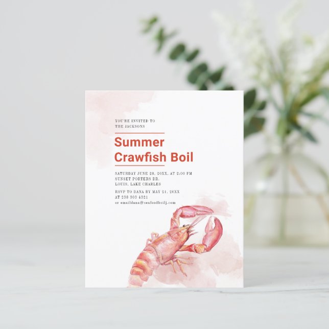 Papier Budget Été Crawfish Seafood Boil Party Invitation (Debout devant)