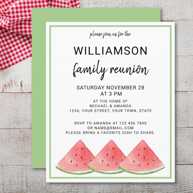 Papier Budget Été Famille Réunion Watermelon Invitation (Créateur téléchargé)