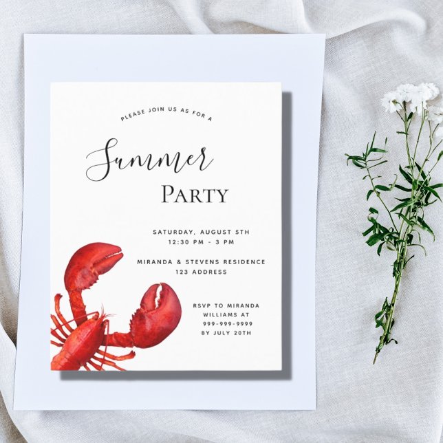 Papier Budget Été fête des fruits de mer invitation homar (Créateur téléchargé)