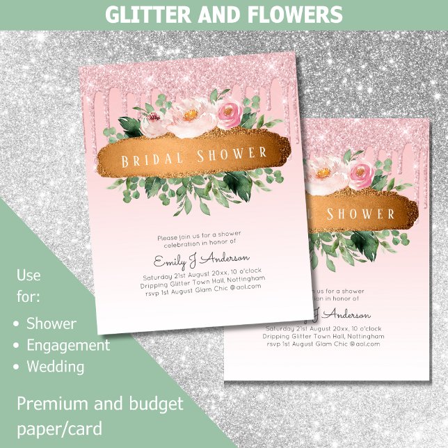 Papier BUDGET Étincelle Parties scintillant Floral Girly  (Créateur téléchargé)