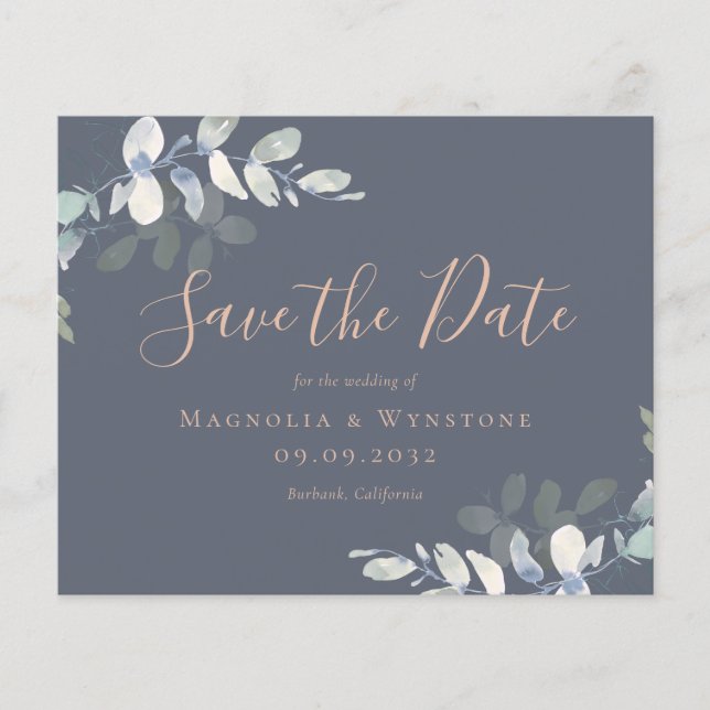 Papier BUDGET Eucalyptus Aquarelle Mariage Enregistrer La (Devant)