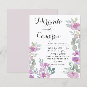 Papier Budget Eucalyptus Aquarelle Pink Mariage Invitatio