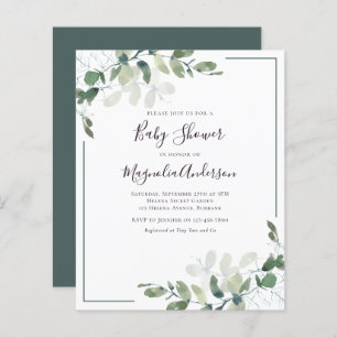 Papier BUDGET Eucalyptus Baby shower vert Invitation
